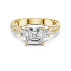 2.78 CT Asscher Cut Three Stone Twisted Diamond Engagement Ring