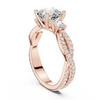 2.78 CT Cushion Cut Three Stone Twisted Diamond Engagement Ring