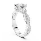 2.78 CT Cushion Cut Three Stone Twisted Diamond Engagement Ring