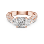 2.78 CT Cushion Cut Three Stone Twisted Diamond Engagement Ring