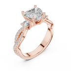 Heart Cut Three Stone Twisted Pavé Diamond Engagement Ring