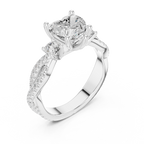 Heart Cut Three Stone Twisted Pavé Diamond Engagement Ring