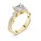 2.78 CT Heart Cut Three Stone Twisted Diamond Engagement Ring