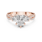 Heart Cut Three Stone Twisted Pavé Diamond Engagement Ring