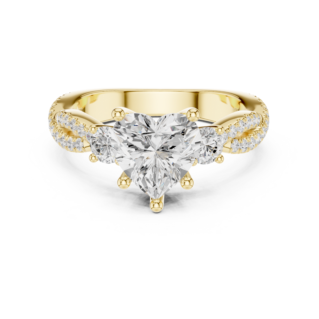 2.78 CT Heart Cut Three Stone Twisted Diamond Engagement Ring