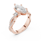 2.78 CT Marquise Cut Three Stone Twisted Diamond Engagement Ring
