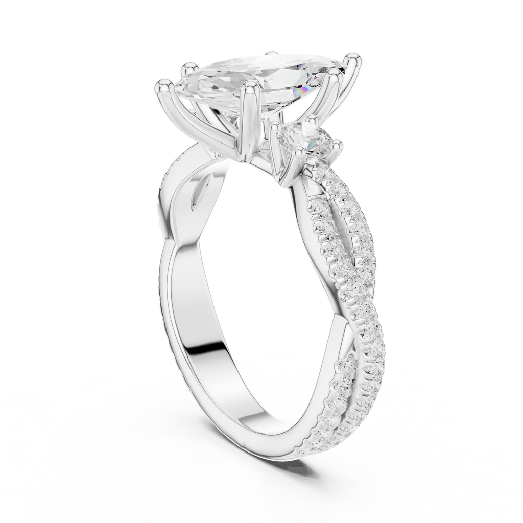 2.78 CT Marquise Cut Three Stone Twisted Diamond Engagement Ring