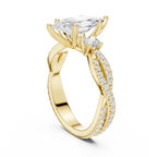 Marquise Cut Three Stone Twisted Pavé Diamond Engagement Ring