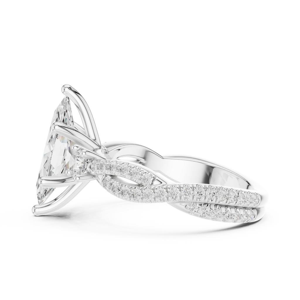 2.78 CT Marquise Cut Three Stone Twisted Diamond Engagement Ring