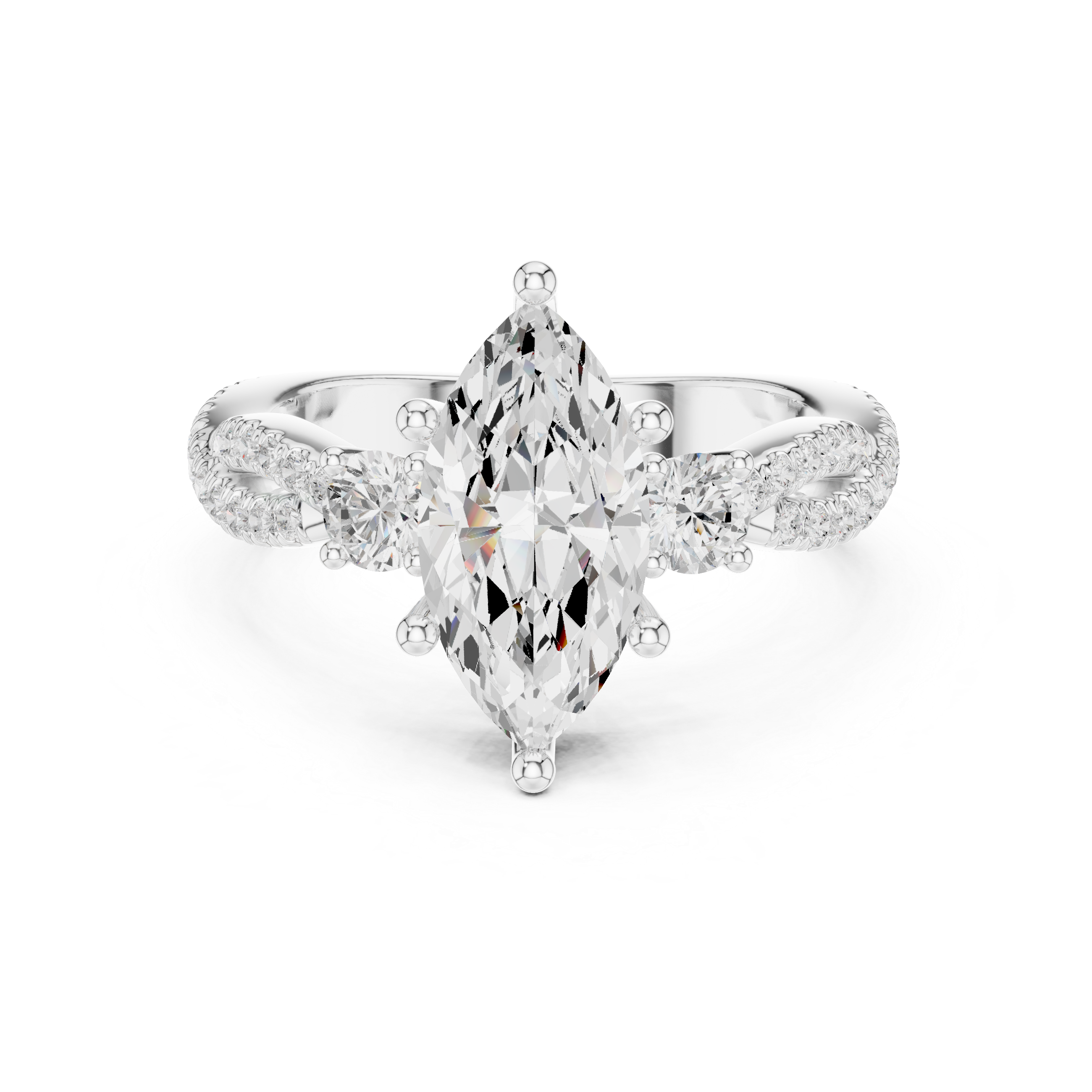 2.78 CT Marquise Cut Three Stone Twisted Diamond Engagement Ring