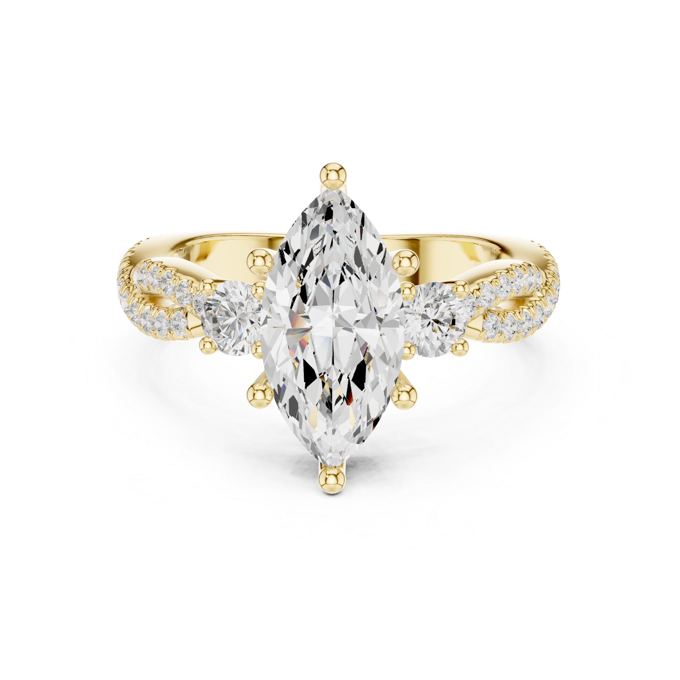 2.78 CT Marquise Cut Three Stone Twisted Diamond Engagement Ring