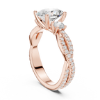 2.78 CT Oval Cut Three Stone Twisted Diamond Engagement Ring