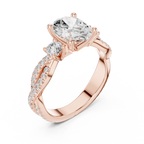 Oval Diamond Twisted Pavé Engagement Ring