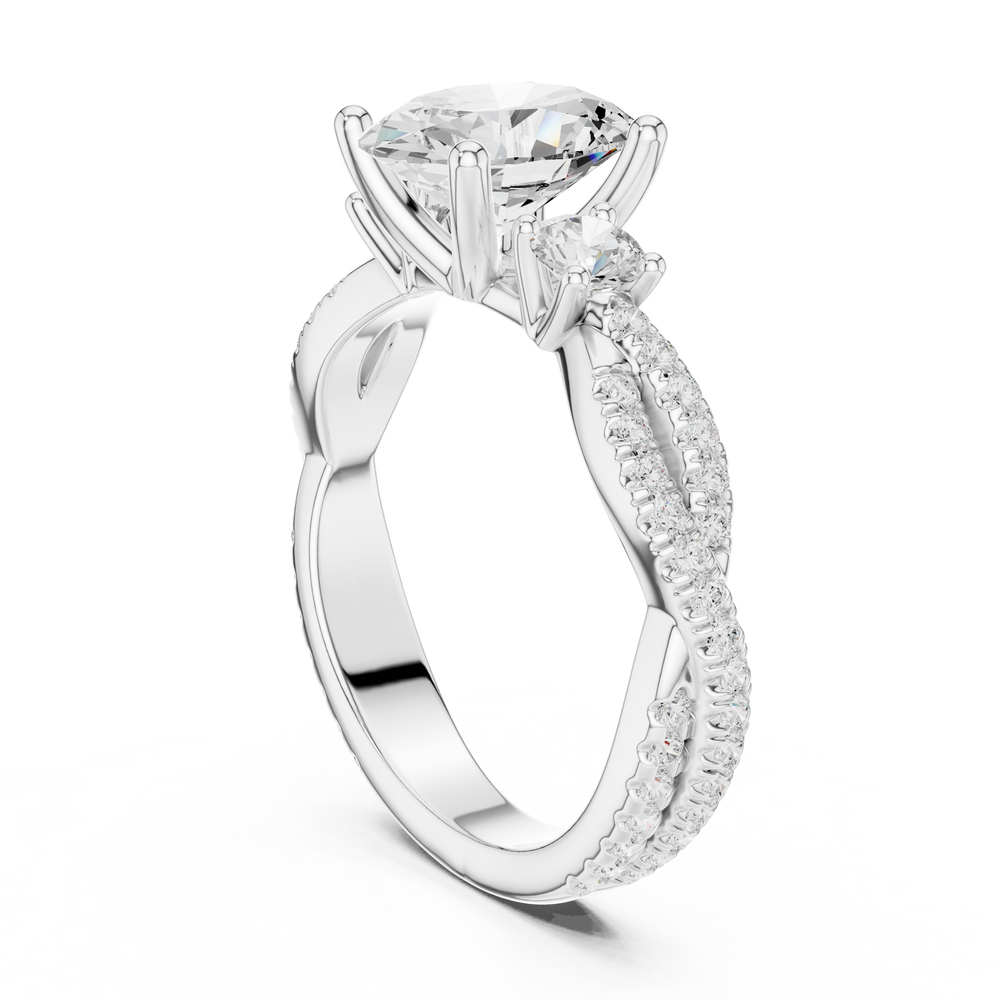 Oval Diamond Twisted Pavé Engagement Ring