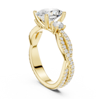 Oval Diamond Twisted Pavé Engagement Ring