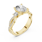 2.78 CT Oval Cut Three Stone Twisted Diamond Engagement Ring