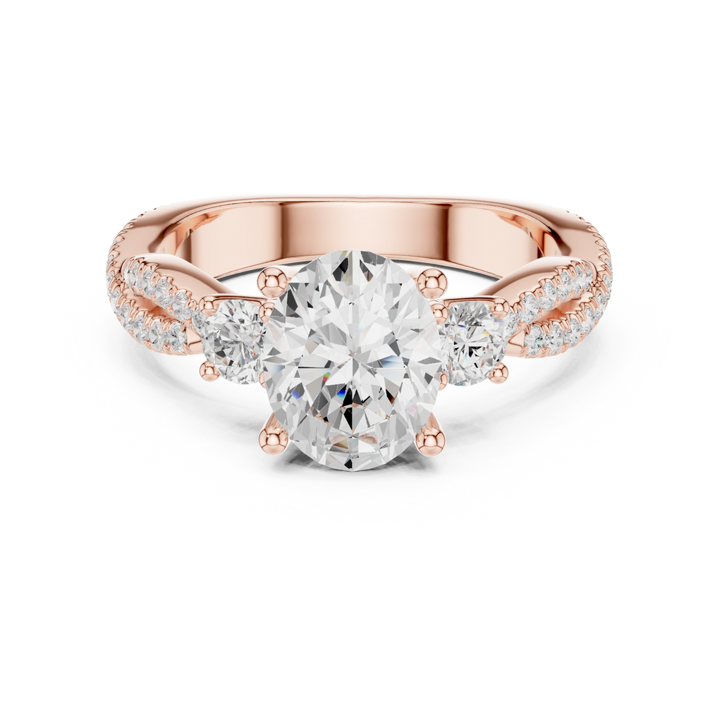 Oval Diamond Twisted Pavé Engagement Ring