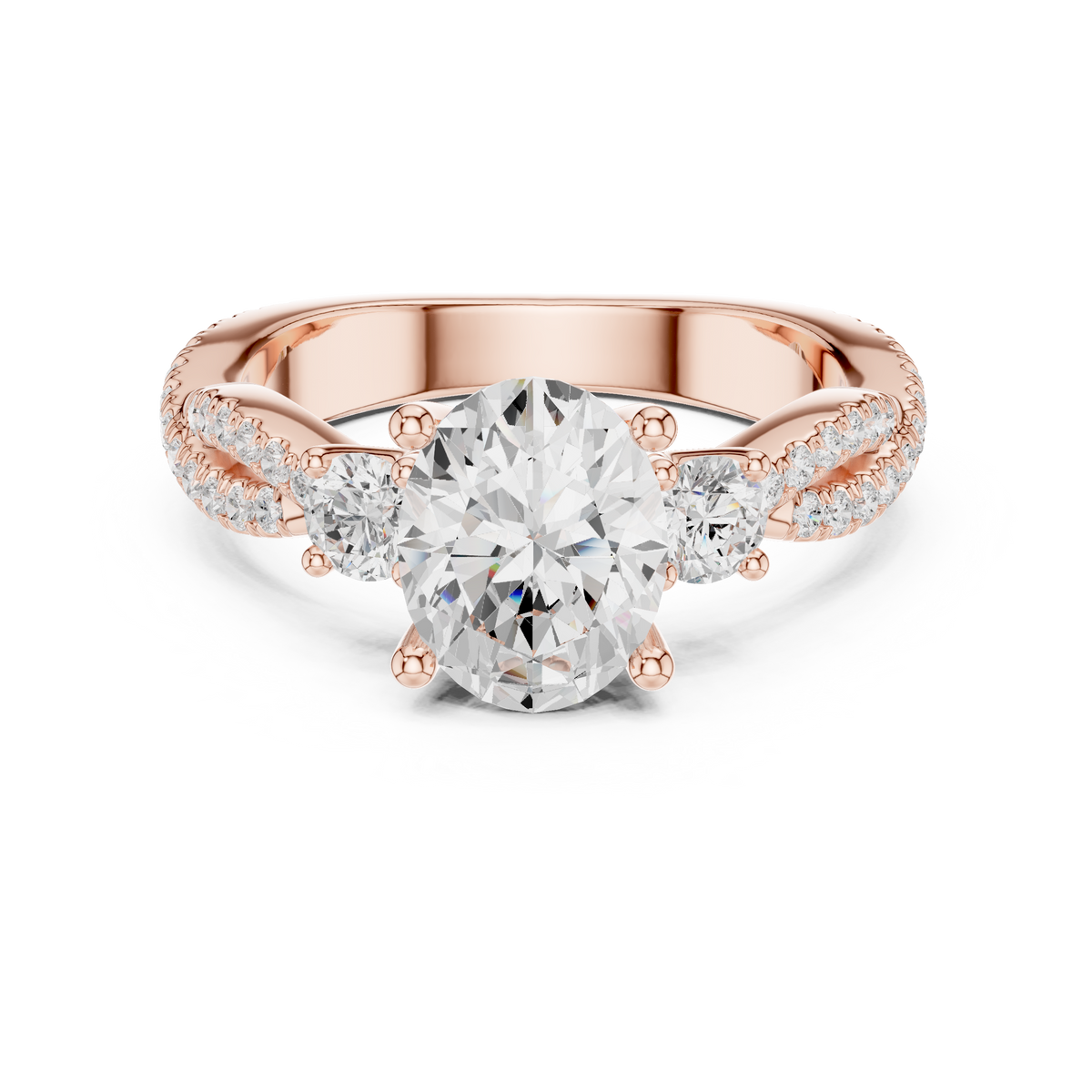 Oval Diamond Twisted Pavé Engagement Ring – view 5 of 12, lab grown diamond ring | Jewelix Atelier