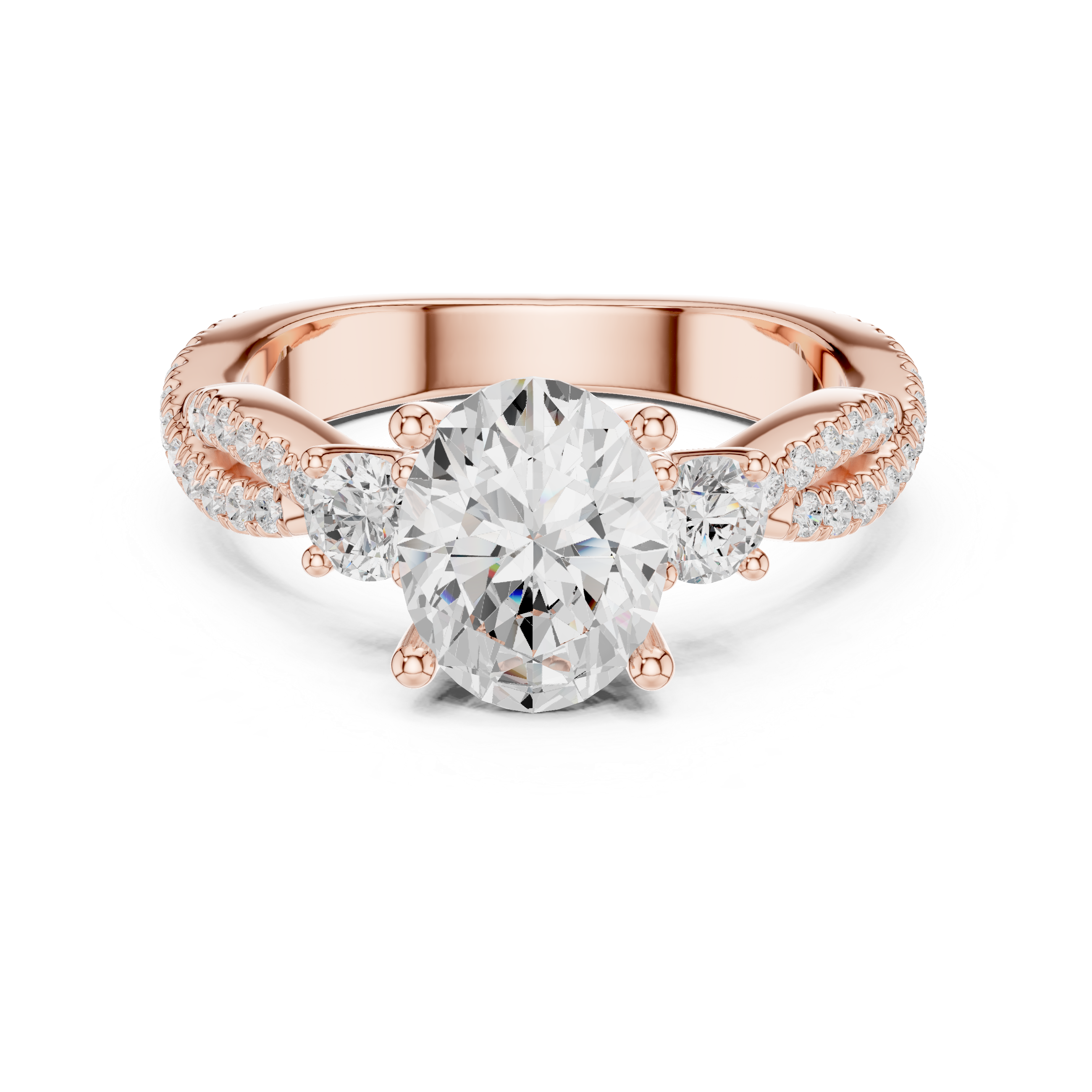 Oval Diamond Twisted Pavé Engagement Ring