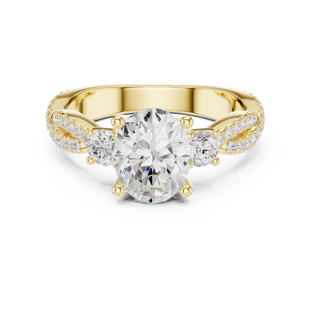 2.78 CT Oval Cut Three Stone Twisted Diamond Engagement Ring