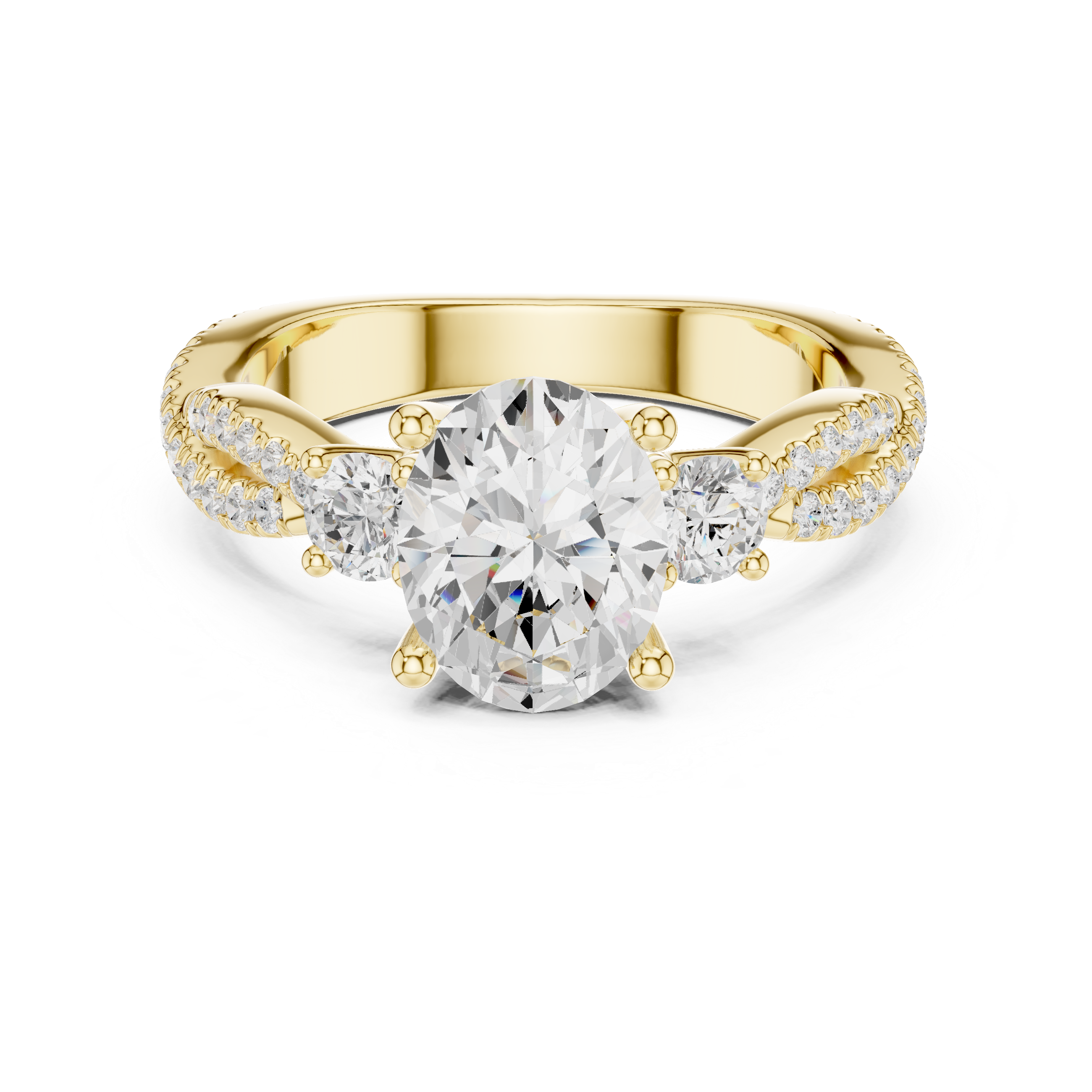 2.78 CT Oval Cut Three Stone Twisted Diamond Engagement Ring