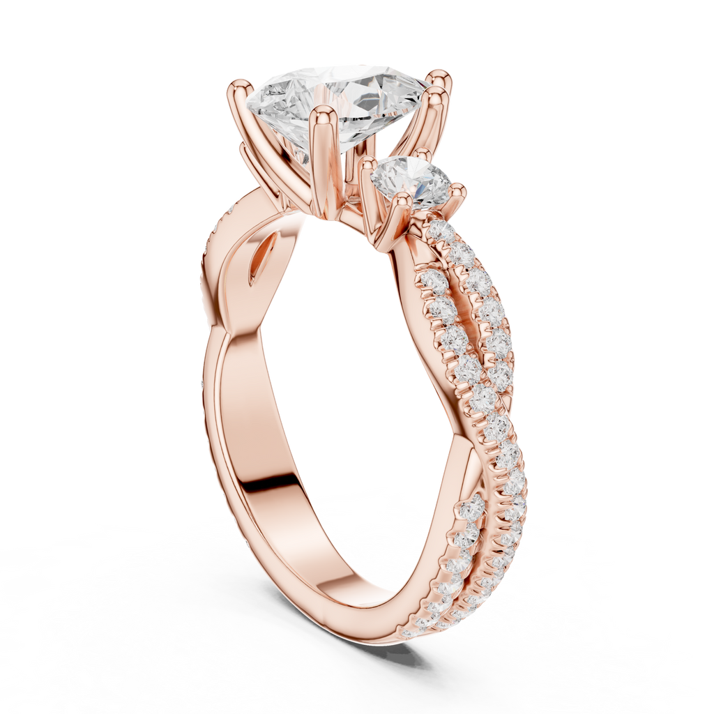2.78 CT Pear Cut Three Stone Twisted Diamond Engagement Ring
