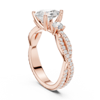 2.78 CT Pear Cut Three Stone Twisted Diamond Engagement Ring