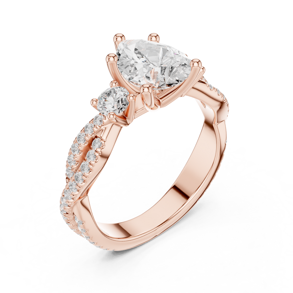 2.78 CT Pear Cut Three Stone Twisted Diamond Engagement Ring