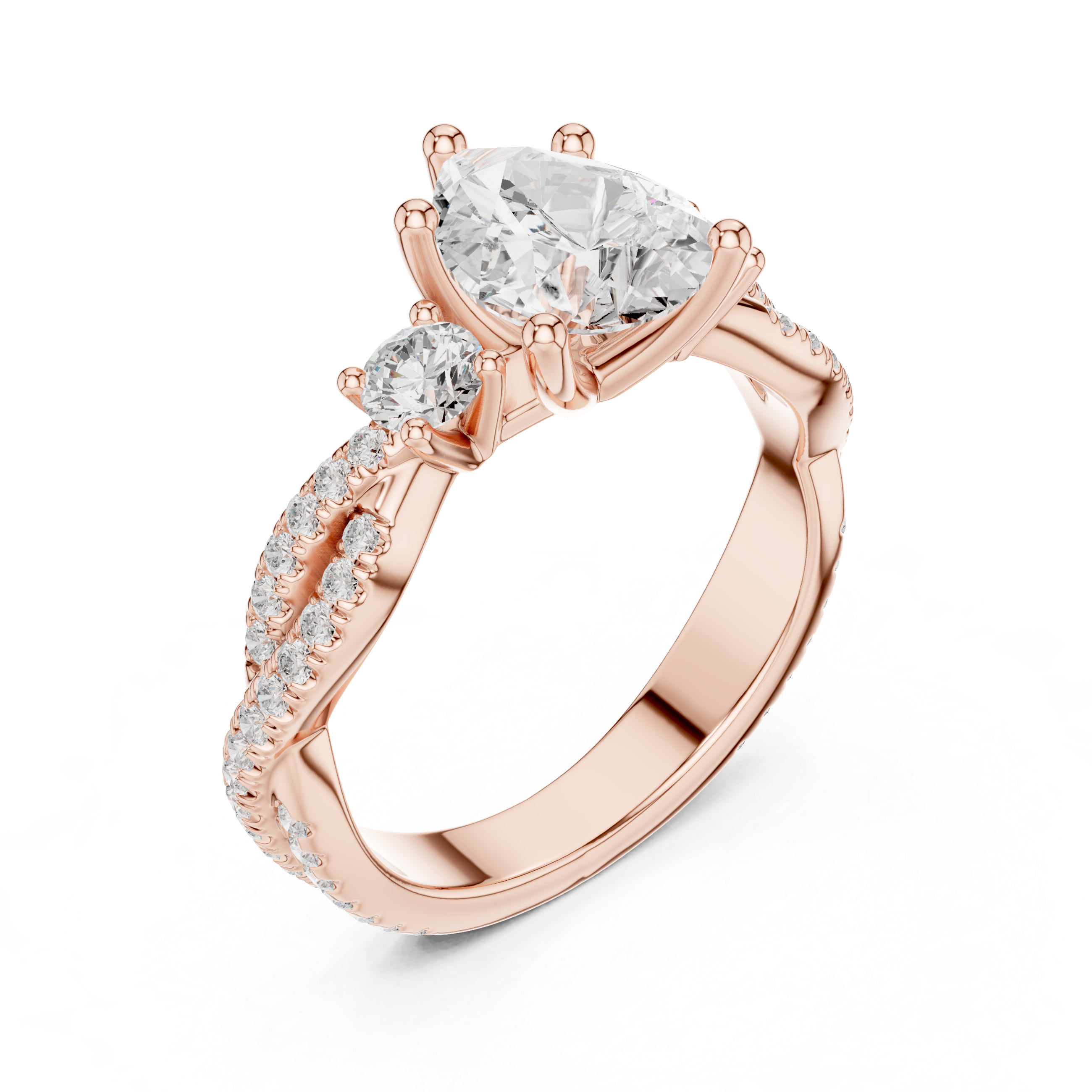 2.78 CT Pear Cut Three Stone Twisted Diamond Engagement Ring