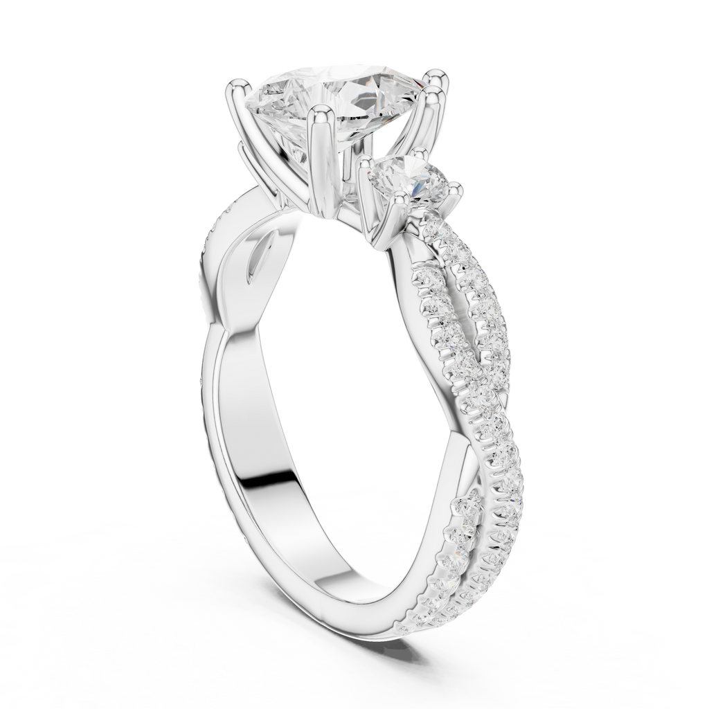 Pear Diamond Twisted Pavé Engagement Ring
