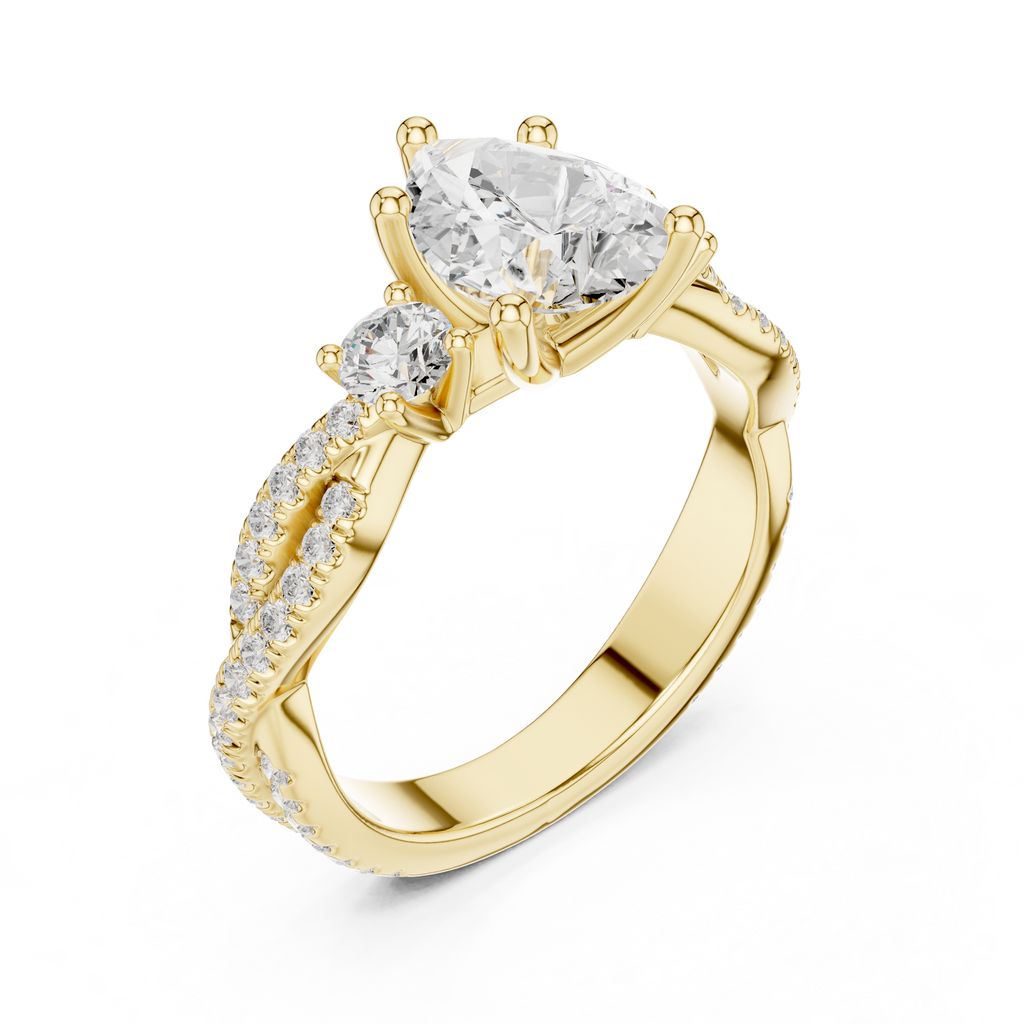 Pear Diamond Twisted Pavé Engagement Ring
