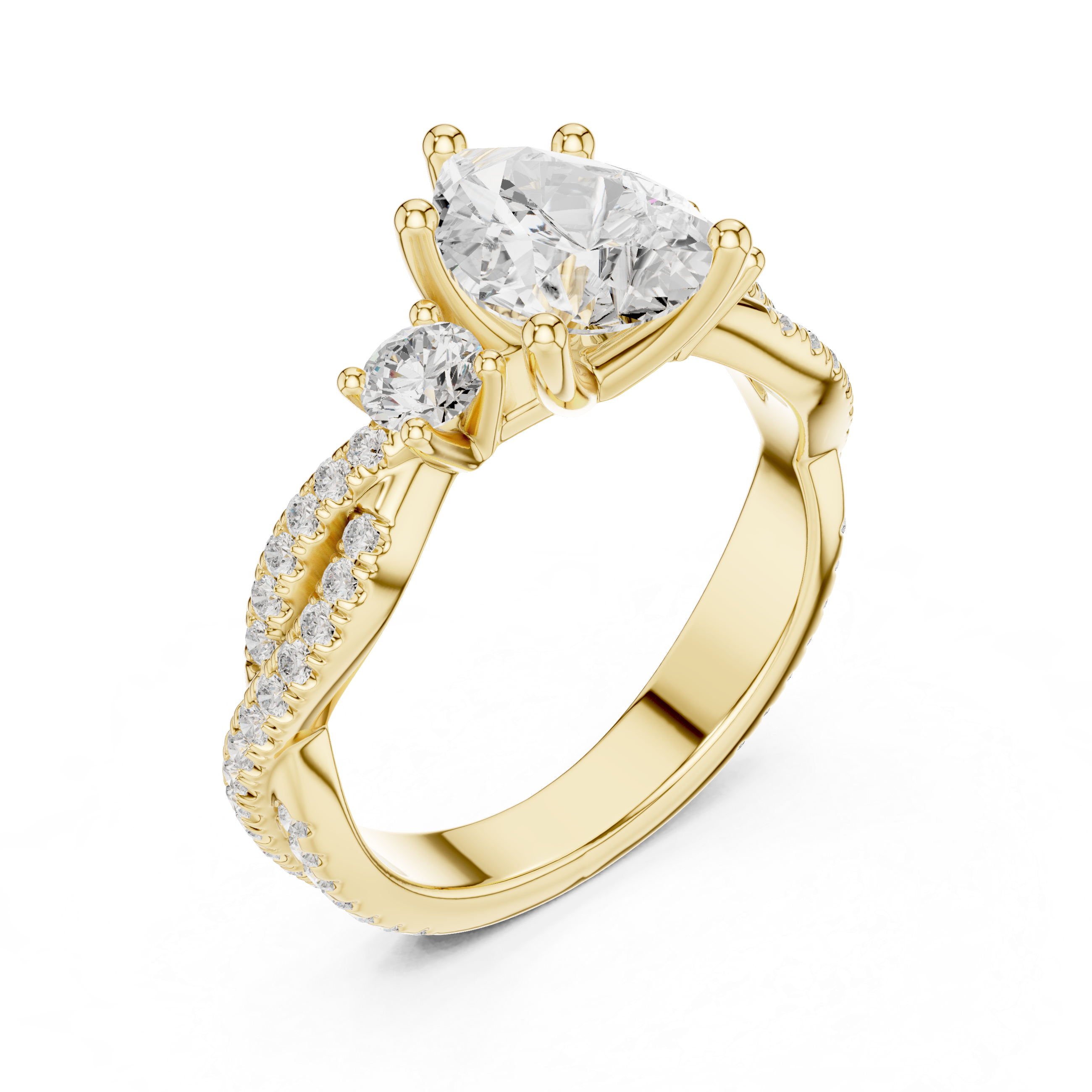 Pear Diamond Twisted Pavé Engagement Ring