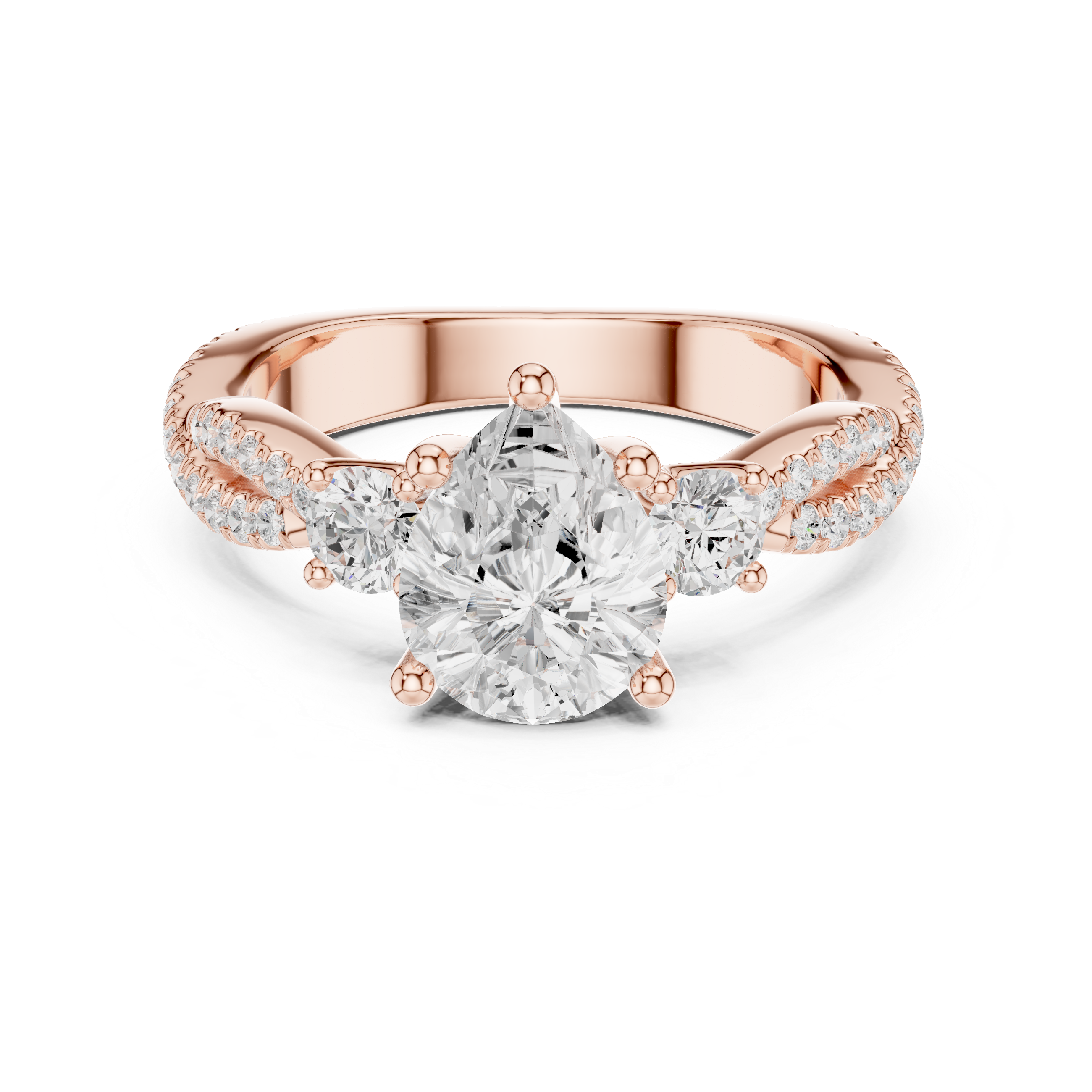 2.78 CT Pear Cut Three Stone Twisted Diamond Engagement Ring