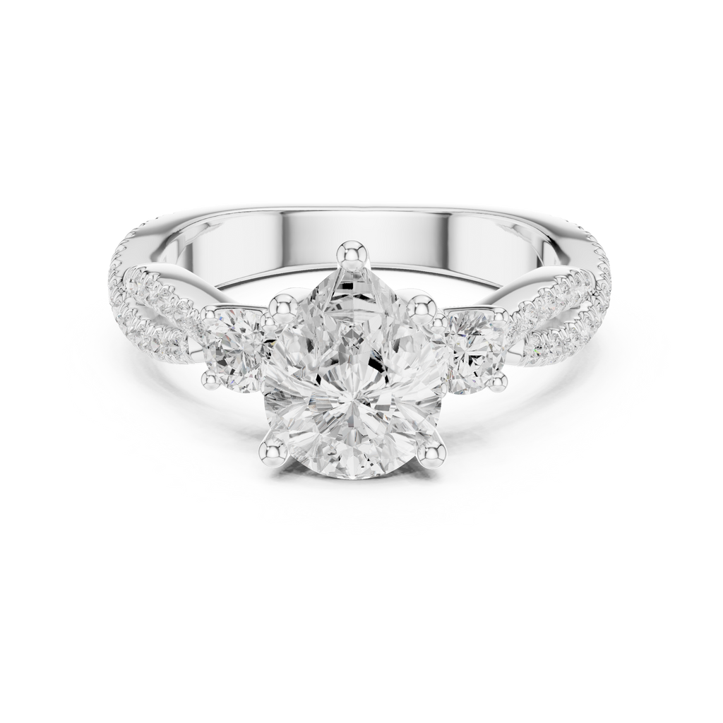 2.78 CT Pear Cut Three Stone Twisted Diamond Engagement Ring