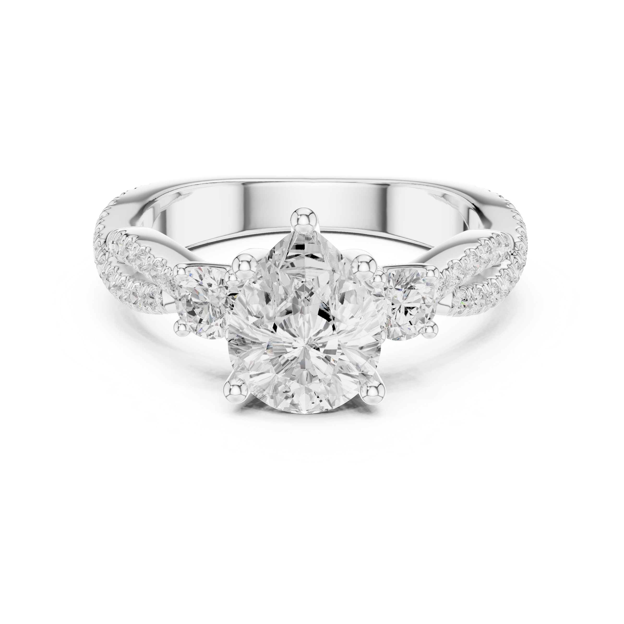 2.78 CT Pear Cut Three Stone Twisted Diamond Engagement Ring