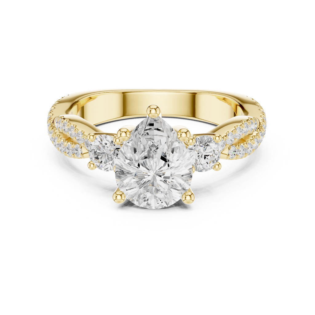 2.78 CT Pear Cut Three Stone Twisted Diamond Engagement Ring