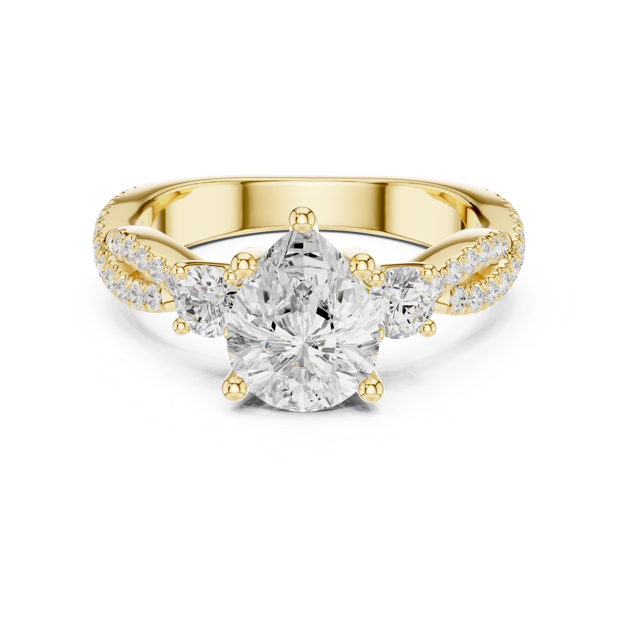 2.78 CT Pear Cut Three Stone Twisted Diamond Engagement Ring