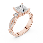 2.78 CT Princess Cut Three Stone Twisted Diamond Engagement Ring