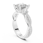 Princess Cut Diamond Twisted Pavé Engagement Ring