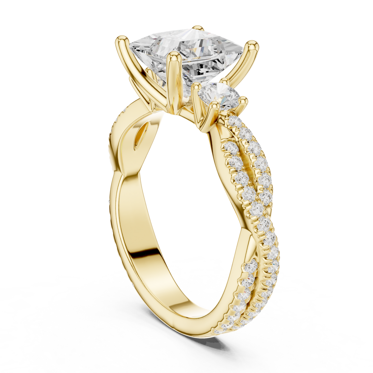 Princess Cut Diamond Twisted Pavé Engagement Ring – view 10 of 12, lab grown diamond ring | Jewelix Atelier