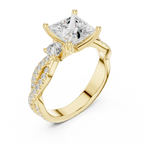 2.78 CT Princess Cut Three Stone Twisted Diamond Engagement Ring