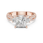 2.78 CT Princess Cut Three Stone Twisted Diamond Engagement Ring