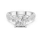 2.78 CT Princess Cut Three Stone Twisted Diamond Engagement Ring