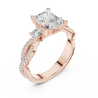 2.78 CT Emerald Cut Three Stone Twisted Diamond Engagement Ring