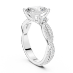 Emerald Cut Diamond Twisted Pavé Engagement Ring