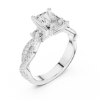 2.78 CT Emerald Cut Three Stone Twisted Diamond Engagement Ring