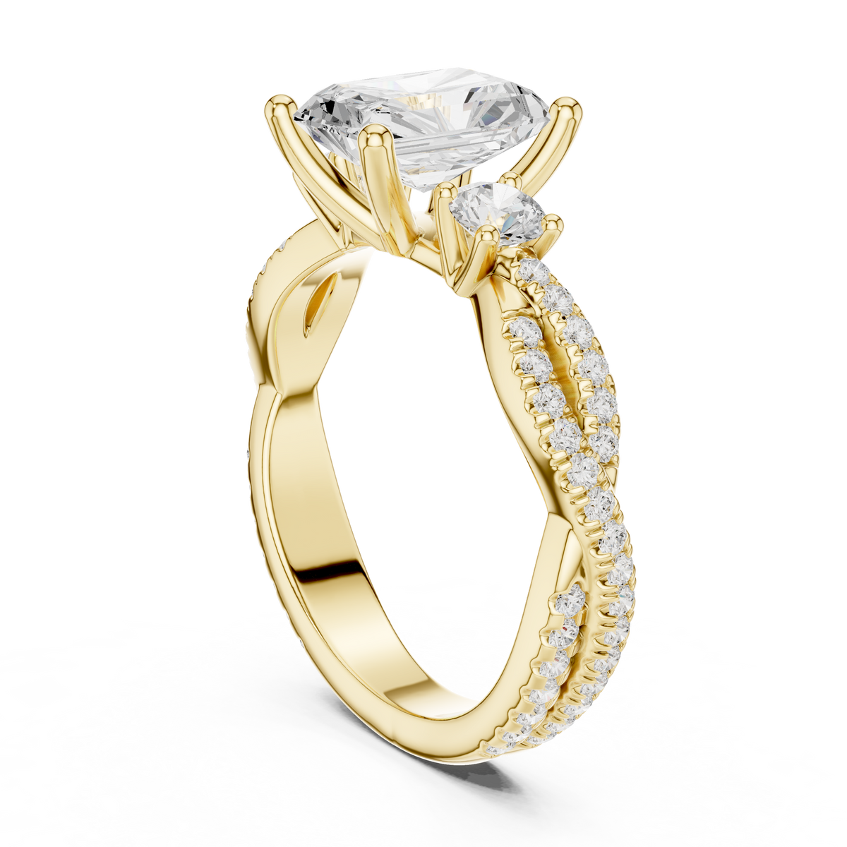 2.00 ct Emerald Cut Diamond Twisted Pavé Engagement Ring – view 10 of 12, lab grown diamond ring | Jewelix Atelier