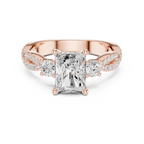 Emerald Cut Diamond Twisted Pavé Engagement Ring