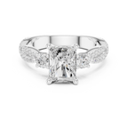 2.78 CT Emerald Cut Three Stone Twisted Diamond Engagement Ring