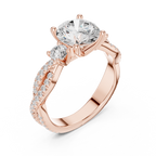 Round Diamond Twisted Pavé Engagement Ring
